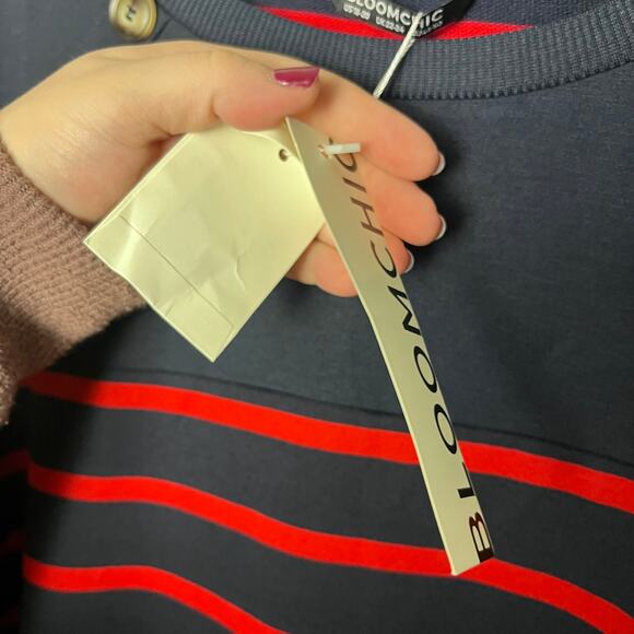 Bloomchic Red Blue Preppy Nautical Striped Button Pullover Sweater 18/20 NEW - Picture 5 of 8